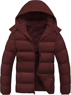 جاكيت شتوي مبطن بغطاء راس مقاوم للماء، بورغندي، مع سحاب للاغلاق، ملابس خارجية مبطنة
