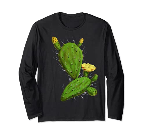 Vintage Botanische Kaktus Opuntia Sukkulente Pflanze Langarmshirt