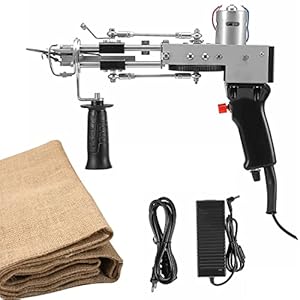 Tapijt Tufting Gun Kit, 2 in 1 Cut Pile Loop Pile Rug Tufting Gun Elektrisch Tapijt Weven Massaal Breien Tapijt Gun Hand-Held Breien Tapijt Machine Met Getufte Doek 160 X 100cm