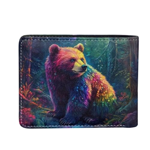 Image of Coldinair Forest Bear Wallet for Boys,Cute Wallet for Kids 8-10,Leather Bi-Fold Wallet Small Wallets Slim Coin Purse for Teens Little Boy