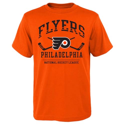 Outerstuff Philadelphia Flyers Youth Boys Size Fundamentals Team Logo T-Shirt (Orange, Youth Large-14/16)
