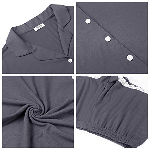 Joyaria Womens Pajama/Pj/Sleep/Lounge Shorts Set Sleepwear Loungewear Plus Size(Dark Gray,1X) #TOP3