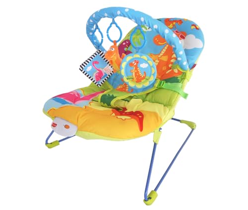 LuvLap Little Dino Baby Bouncer with soothing vibration and Music (Multi Color)