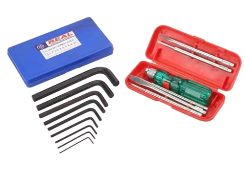 Image of Multi Hand Tool Kit 15 Pc. - Hex Allen Keys 9 Pc. Set (1.5, 2, 2.5, 3, 4, 5, 6, 8, 10 mm), Screw Driver Set of 5 Pc