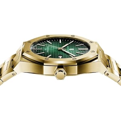 SAPPHERO Men's Watch Octagonal Stainless Steel 50M Waterproof Luminous Wristwatch Luxury Analog Quartz Watch for Men with Date Elegant Mens