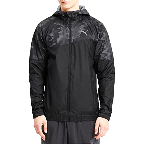Puma Mens Graphic Hooded Jacket Running Casual Athletic Outerwear - Black - Size S #TOP24
