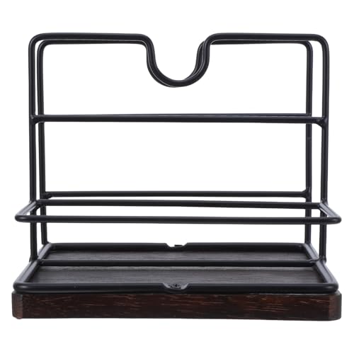 Ipetboom Porte-Serviettes de Table en Bois Couleur Noyer avec Rangement Intégré pour Salière et Poivrière Plateau Multifonction Cuisine Dîner et Table à Manger Support Stable et Facile