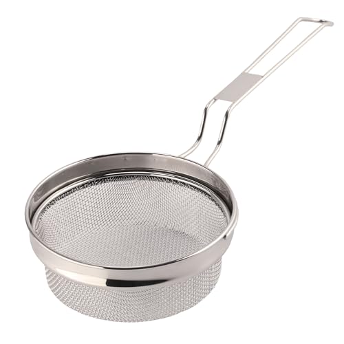Image of Kuber Industries Stainless Steel Deep Fry Strainer for Kitchen - Chips & Pasta Cooking Jhara /Filter /Channi with Handle - Silver 40x17x7 Cm