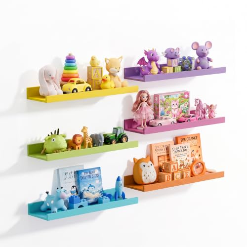 Image of upsimples Floating Shelves for Wall Decor Storage, Multicolor, 6Pcs, 15.7''