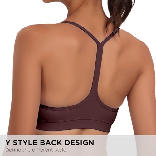 Image of Raxnode Women's 3-Pack Y-Back Sports Bra, Thin Spaghetti Strap Nylon Yoga Bra with Removable Cups, Light Support Bralettes