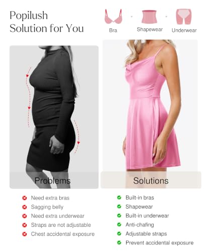 Image of Popilush Mini Corset Dress with Built in Bra, A-line Shapewear Dresses | Spaghetti Strap, Birthdays, Celebrations, Cocktail Parties and Date Nights