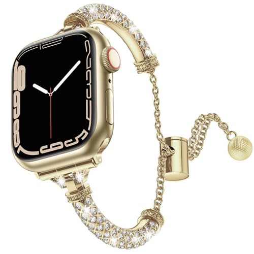 Bracelet de rechange or strass pour Apple Watch, cadeau homme femme