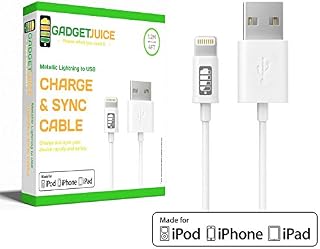 Gadget Juice [Apple MFi Certified] Lightning to USB Cable ULTRA Series Charger for iPhone 11 Pro X XS Max XR 8 7 6S 6 Plus SE 5S 5C 5 iPad Air 2 Pro Mini 1.2M White
