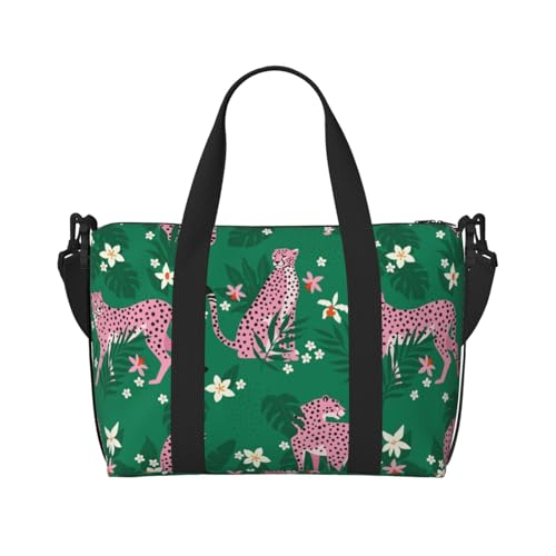 Carry On Duffle Bags Overnight Weekender Bags for Women, pink leopard Personal Item Travel Bag, Travel Essentials Sport Gym Bag for Men Women
