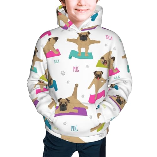Yoga Dogs Poses Kid Hoodies Boys Sweatshirts Girls Pullover with Pocket3