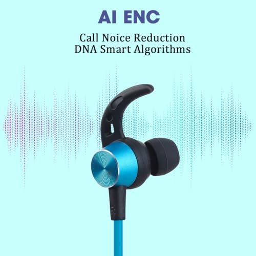 Image of Phonokart Tribe Bluetooth Neckband, Dual Pairing,Compatible withGoogle Assistant& siri, 21H Talk Time, Gaming Mode, IPX5 Water Resistance (Blue)