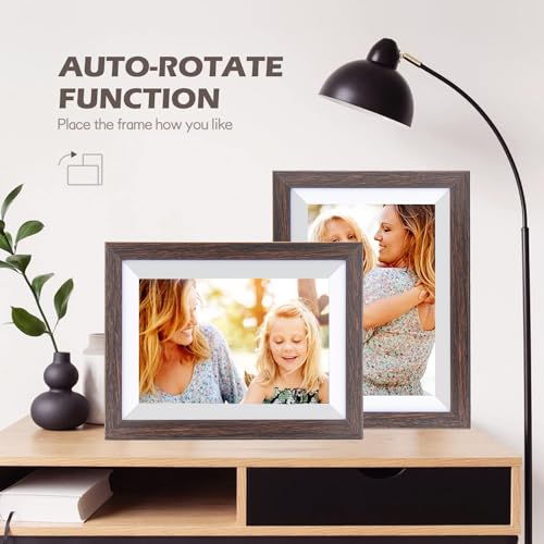 Image of Frameo Digital Picture Frame WiFi 10.1inches Digital Photo Frame, Electronic Photo Frame Load from Phone, 1280x800 IPS Touch Screen HD Display, Auto-Rotate, Share Photos /Video-Great Gift(Brown Wood)