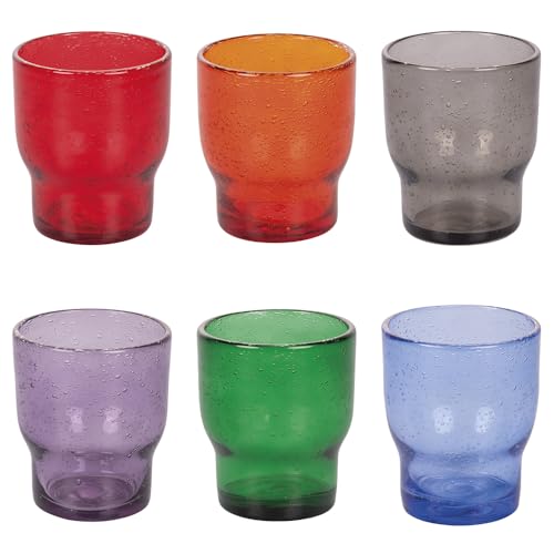 Villa d'Este Home Tivoli Set 6 bicchieri acqua 325 ml, in pasta di vetro, Colorful, Unico