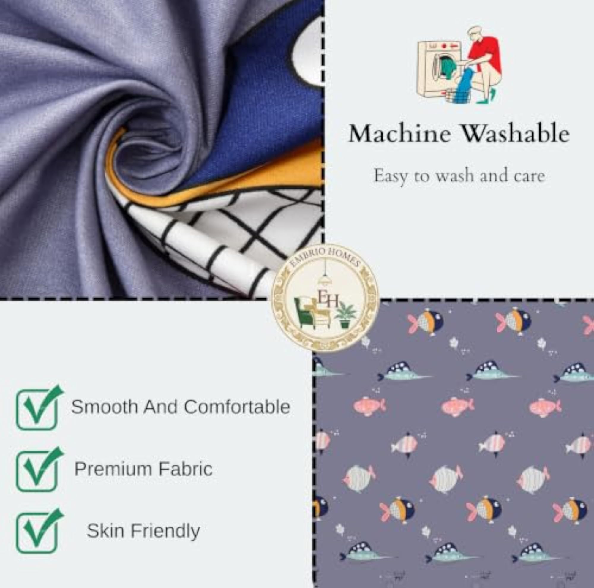 Cartoon Fish Printed Single Bedsheet for Kids