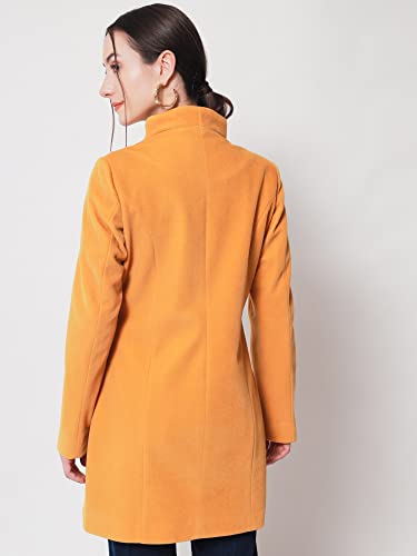 Image of Beatnik Wool Solid Shawl Collar Mustard Women Full Sleeve Blazers