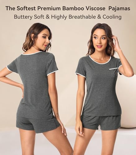 Image of WiWi Viscose from Bamboo Pajamas Set for Women Super Soft Short Sleeve Cooling Summer Plus Size Pjs Sets Sleepwear S-4X