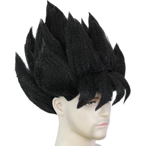 BESTBEL Black Spiky Wig for Man Short Black Cosplay Wig Anime Funny wigs