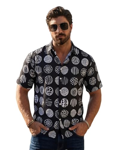 Image of BROWN CULTURE Men's Cotton Blend Abstract Print Shirt with Spread Collared Half Sleeves Standard Length and Button Down Closure Type | Shirt for Man