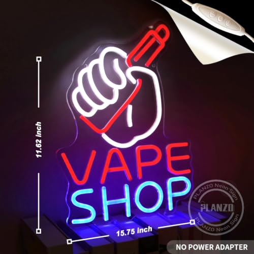 Image of Planzo VAPE Shop LED Neon Sign Light Smoke Shop E-cigar Store Wall Decor | Business Logo Bar Wall Decor Neon Night Light, Vape Shop Display, Christmas Birthday Gift for Dad Husband, 15.75 inchx11.62 inch, USB