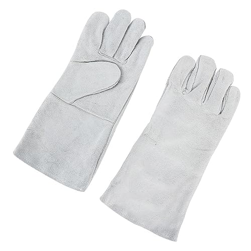 Srliya 1 Pair Welding Gloves 35cm High Temperature Separate Fingers Hot Proof Mitts Tool for Working