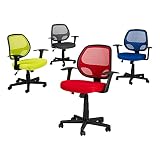 Norwood Commercial Furniture Siatkowe krzesło do pracy na środkowym oparciu z nachyleniem i podłokietnikami do domu, biura, klasy, gier - zielone jabłko (NOR-IAH1048GN-SO)