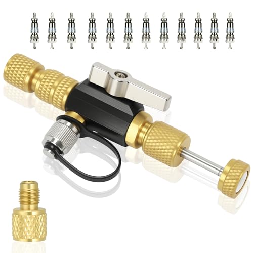 2026 Upgrade Vacuum-Rated Valve Core Removal Tool, 2 Sizes 1/4“ and 5/16” in 1 Tool, For A2L Refrigerant, Mega Flow Vacuum-Rated Core Removal Tool,20 Microns Vacuum, Fast Recovery&Evacuation