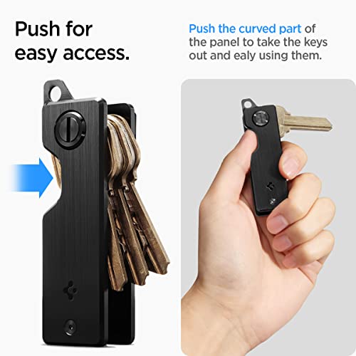 Spigen Metal Fit Key Chain Key Holder Metallic Key Organizer Minimalist Compact Keyholder With Key Ring - Black #TOP4