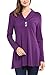 Ouncuty Womens Tunic Tops,Women Flowy Tops Long Sleeve V Neck Tunic Sweatshirts Flattering Tunics Shirts Button Down Blouses Elegant Dressy Hoodie Ladies Casual Loose Pleated Sweaters,Purple Medium