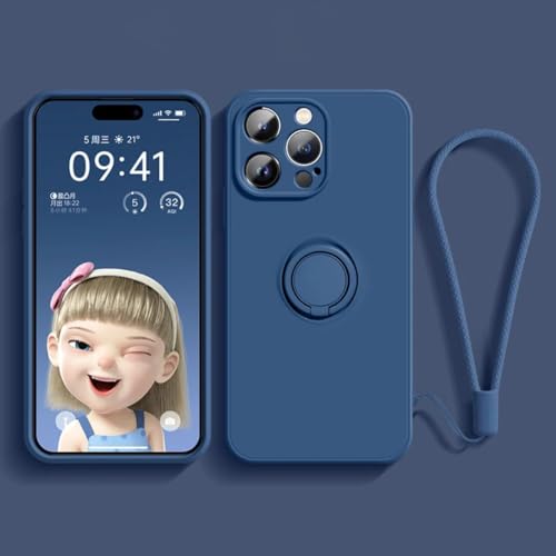Coque antichoc iPhone 11 Pro avec anneau anti-chute en silicone souple bleu