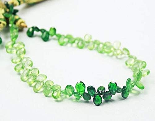 Green Garnet pear Drop Faceted 8'' Long Strand Gemstone Beads, Jewelry Supplies for Jewelry Making, Bulk Beads, for Meditation Jewellery Gemstone 6mm to 7mm