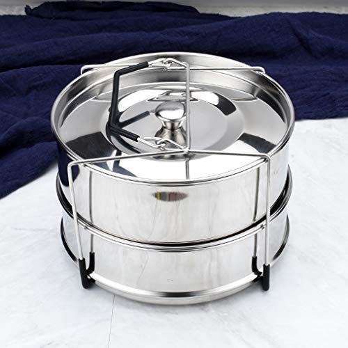 lmoikesz Two Stackable Steamer Insert Pans Stainless Steel Electric Pressure Cooker Insert - Image 7