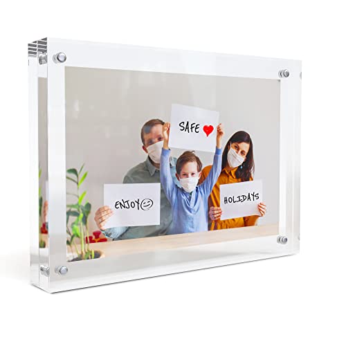 MÍRA-K Acrylic Picture Frame 5 x 7 with Magnetic Closure | Crystal Memories | Double Sided Frameless Lucite Photo Frame for Tabletop | Decorative Keepsake Display for Tickets, Postcards and Awards