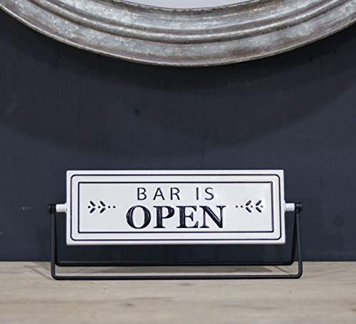 Small Bar is Open & Closed Rotating Metal Tabletop Decor, Embossed Metal Bar Sign, Modern Farmhouse Home Decor, 12