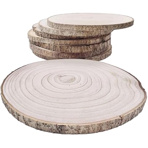 William Craft 8 Pcs 8-9 inch Large Unfinished Wood Slices for Centerpieces, Natural Rustic Wooden Plate for DIY Craft, Round Wood Chips for Table Signage Painting Wedding Party Christmas Decor Cover