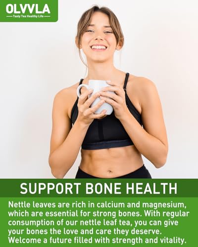 Image of Olvvla - Premium Nettle Leaf Tea - 1.5g X 60 Count - 100% Pure Natural Stinging Nettle Tea Bag - Caffeine-free - Non-GMO - Rich in Antioxidants & Support Bone Health