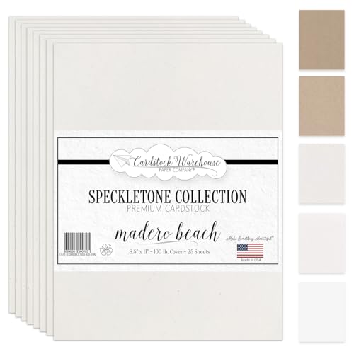 Cardstock Warehouse Speckletone Madero Beach Sand Card Stock Paper â€“ 25 Sheets, 8.5â€ x 11â€, 100 lb/270 gsm â€“ 100% Recycled Premium Matte Cardstock for Cardmaking, Printing, and DIY Craft Projects