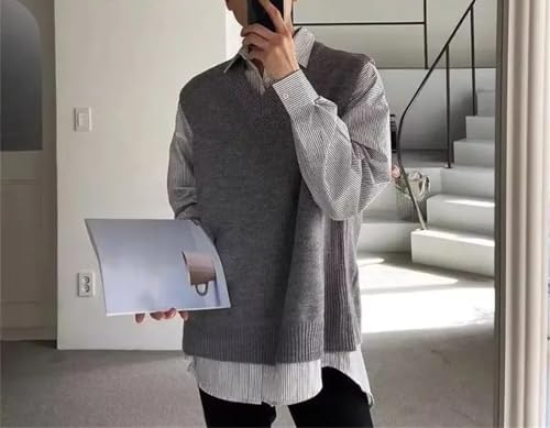 Men's Knit Sweater Vest Sleeveless Waistcoat Cotton Pullover Business Korean Winter Tops4