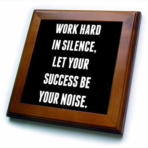 3dRose Xander Inspirational Quotes - Work Hard in Silence, let Your Success be Your Noise - 8x8 Framed Tile (ft_220076_1)