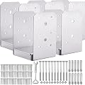 SPACEUP Post Base 6"x6" Post Anchor 5pcs Adjustable Post Base Stainless Steel Concrete Post Anchor for Pavilion Deck Railing Support Decorative Anchor Plate