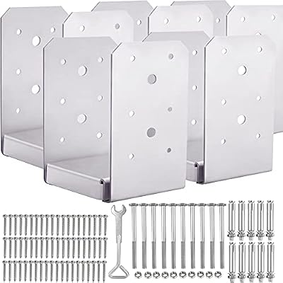 SPACEUP Post Base 6"x6" Post Anchor 5pcs Adjustable Post Base Stainless Steel Concrete Post Anchor for Pavilion Deck Railing Support Decorative Anchor Plate