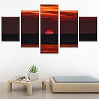 SIGNWIN 5 Panel Canvas Wall Art Landscape Ocean for Home Decorations Ready to Hang - 60