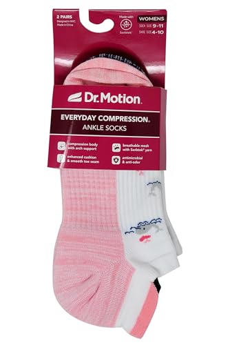 Image of Dr. Motion 6 Pairs Womens Low Cut Ankle Cushioned Breathable Compression Socks