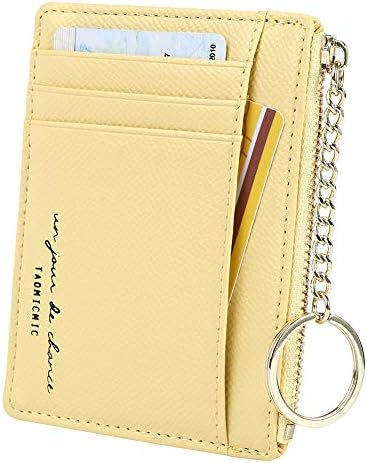 Women's 8 Cards Slim Minimalist Card Holder Coin Changes Purse Keychain Front Pocket Wallet