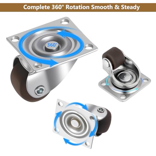 12 PcsRuedas para Muebles Pesados Pequeñas, 23 mm Ruedas Giratorias PequeñasRuedas de Goma para Muebles, Ruedas de 360 Grados para Mesa Electrodomésticos, con Tornillos - imagen 5