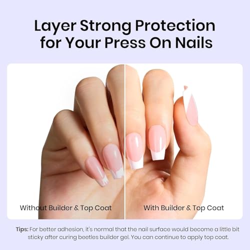 Image of Beetles Gel Nail Glue Kit, 15ml Nail Glue Builder & Extra Glossy Top Coat Gel Nail Polish 3 Pcs Soak Off UV Kit for Long-Lasting Shine, Manicure Nail Art Design Diy at Home Gifts for Women